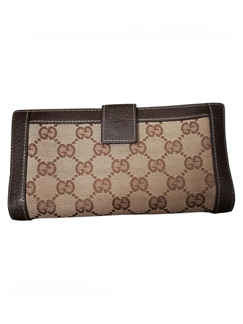 Authentic Vintage Gucci Brown GG Monogram Long Wallet
